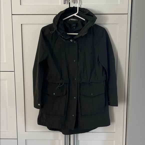 J. Crew Jackets & Blazers - J. Crew Olive Hooded Spring Jacket